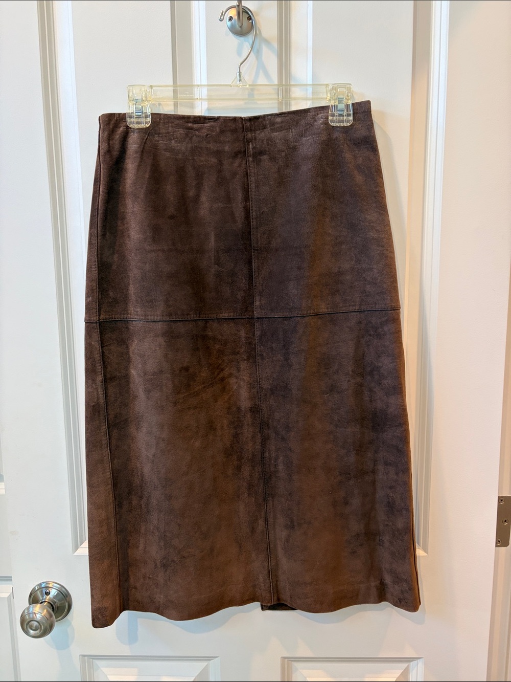 Vintage Ann Taylor Brown Suede Panel Midi Skirt